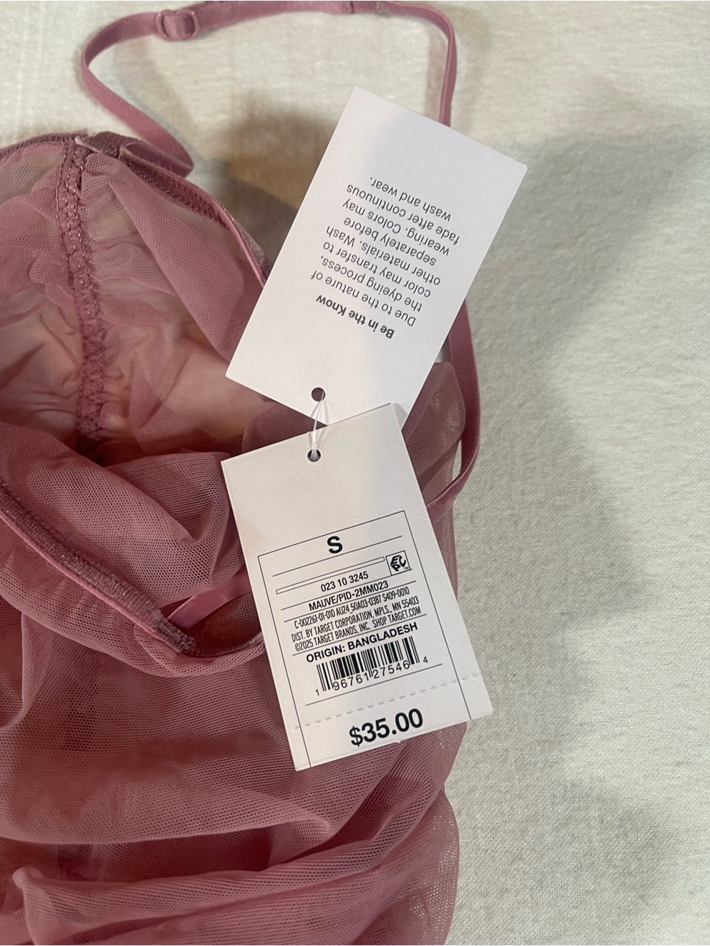 Auden Women’s Sheer Ruched Spaghetti Strap Chemise Sleepwear Mauve Size S -NWT - Picture 5 of 9